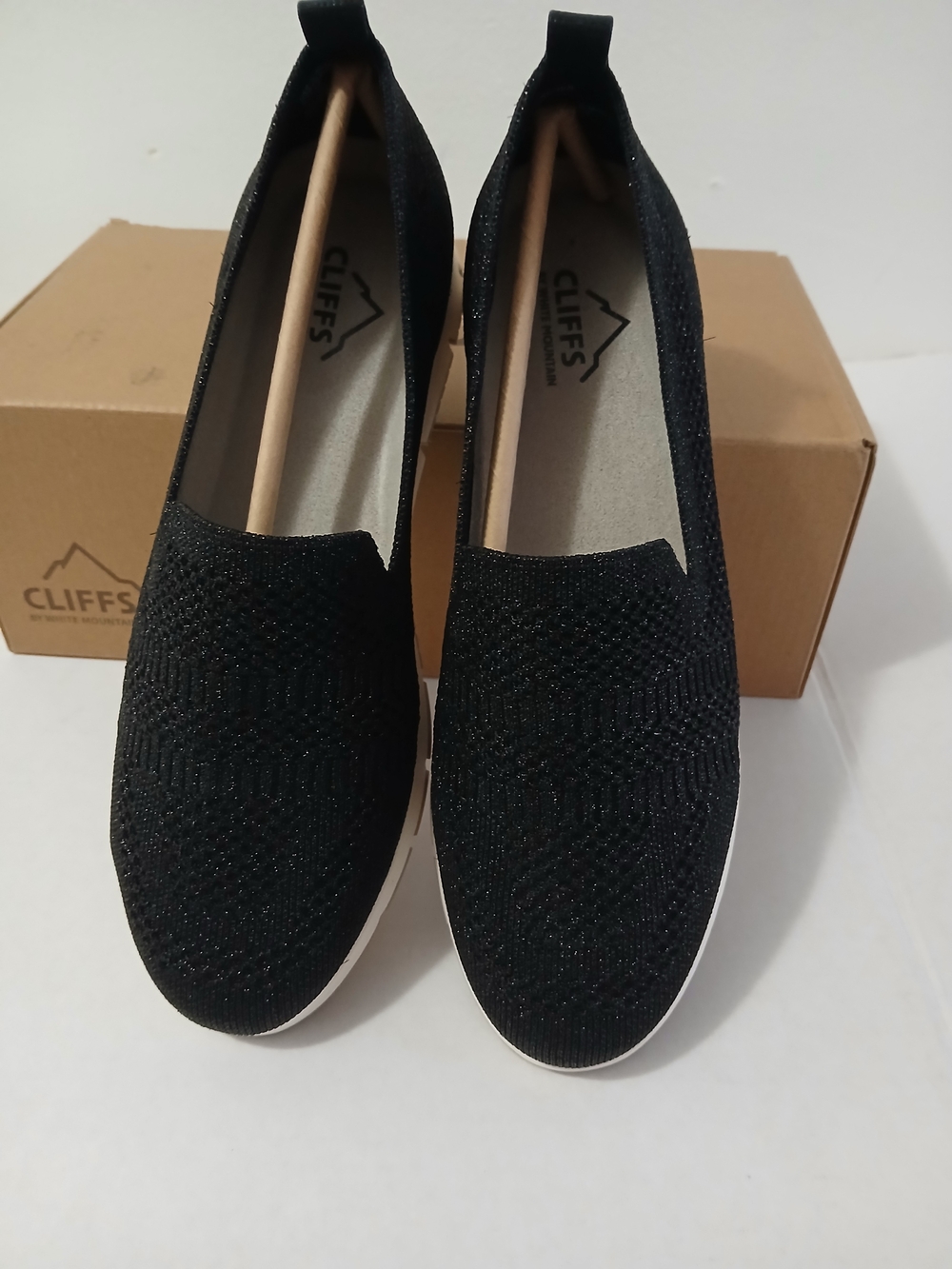 White Mountain Black Knit Slip-On Flats with White Sole Various Sizes $36 - Picture 3 of 12